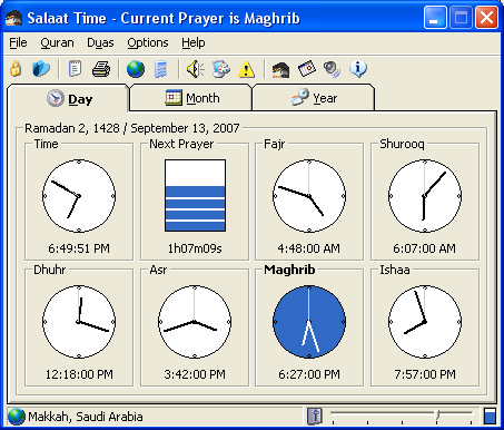 Salaat Time Screenshot - Main Screen Compact Mode