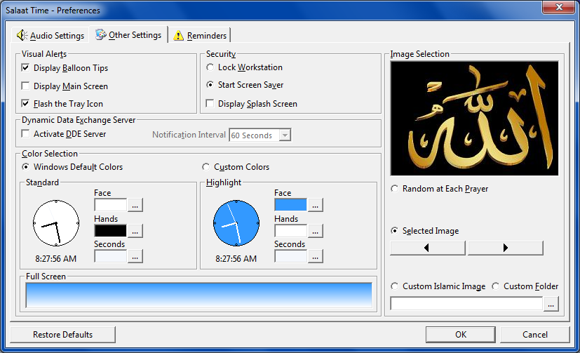 Salaat Time Screenshot - Other Settings Screen